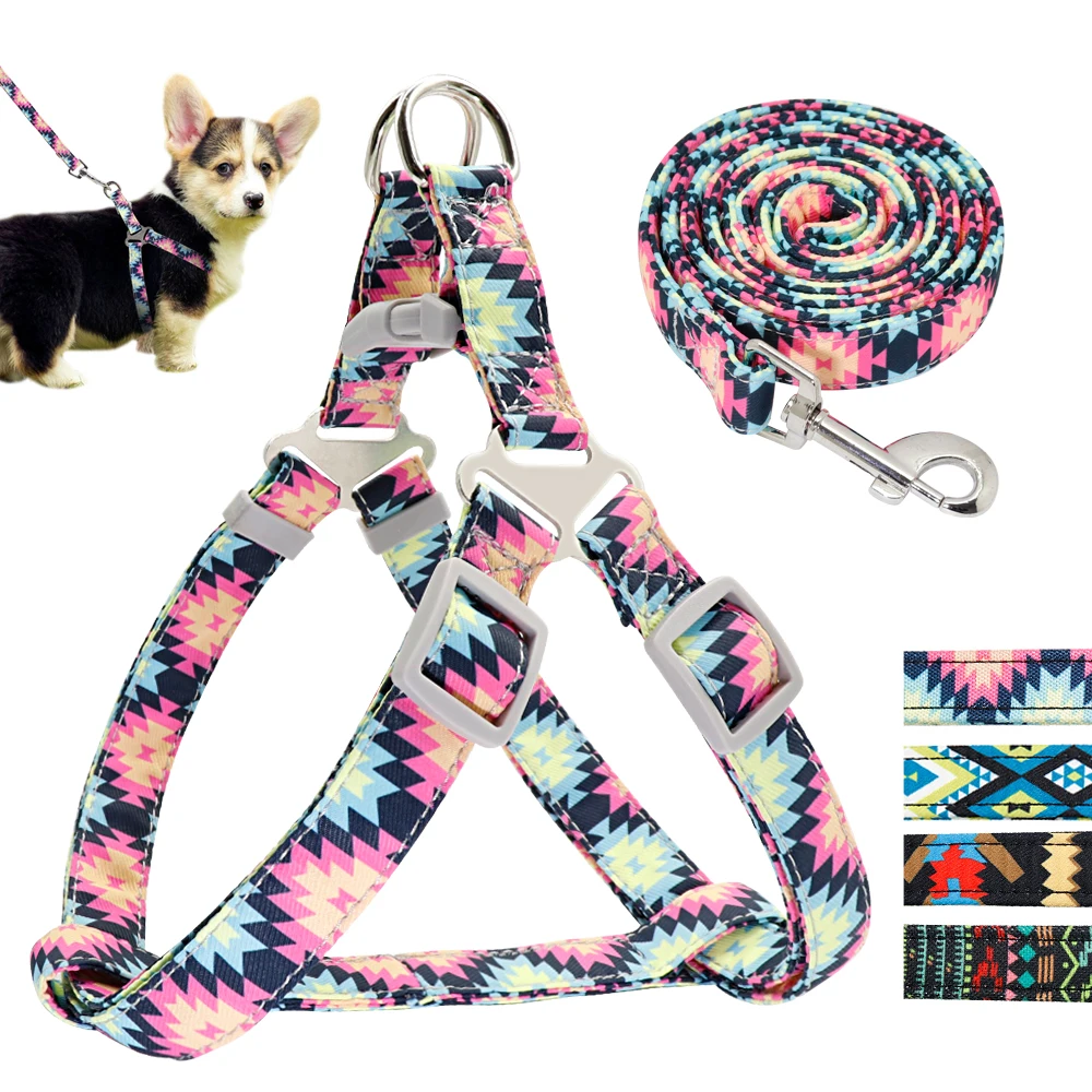 Adjustable Nylon Dog Harness Leash Set Printed Puppy Vest Pet Walking Training Leash Lead For Small Medium Dogs Chihuahua Perros
Adjustable Nylon Dog Harness Leash Set Printed Puppy Vest Pet Walking Training Leash Lead For Small Medium Dogs Chihuahua Perros