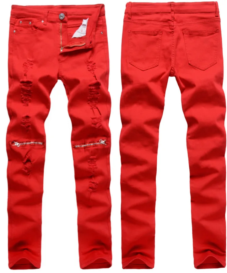 2021 New Men's Ripped Knee Zippers Cut Jeans Slim Feet Stretch Pants Night Club Trendy Trousers, White,black,red
2021 New Men's Ripped Knee Zippers Cut Jeans Slim Feet Stretch Pants Night Club Trendy Trousers, White,black,red