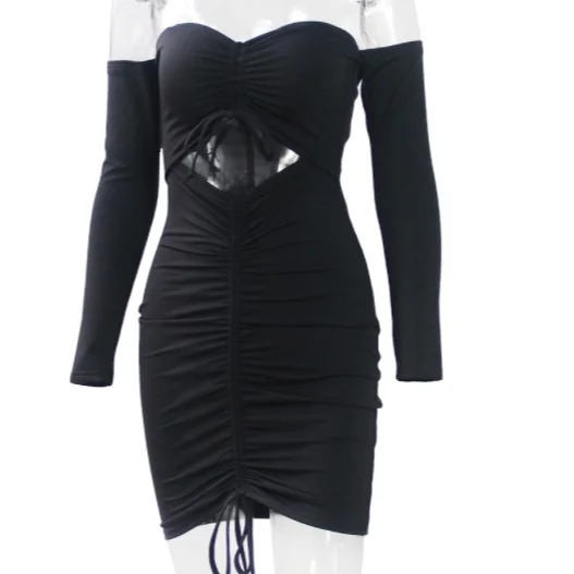 New Hip Skirt Wrapped Chest One Neck Drawstring Pleated Long Sleeve Dress European and American Sexy 2021 Spring Summer Pencil
New Hip Skirt Wrapped Chest One Neck Drawstring Pleated Long Sleeve Dress European and American Sexy 2021 Spring Summer Pencil