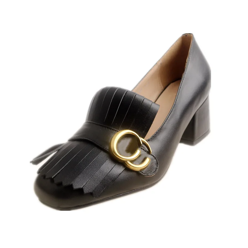 GG Genuine leather mid-heel pump square toe block heel high heel women's shoes, Customer's request
GG Genuine leather mid-heel pump square toe block heel high heel women's shoes, Customer's request