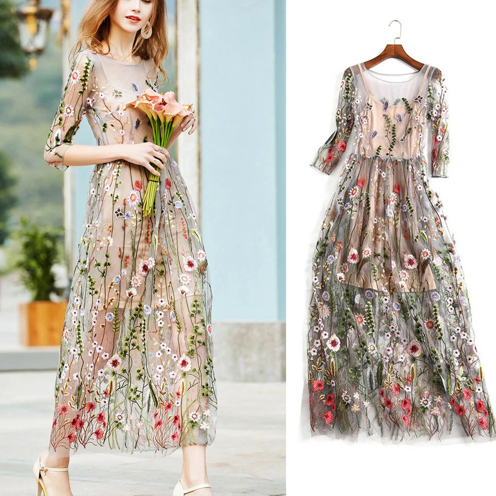 Women's Lace Flower Embroidery Dress Long Sleeve Evening Party Cocktail Dresses
Women's Lace Flower Embroidery Dress Long Sleeve Evening Party Cocktail Dresses