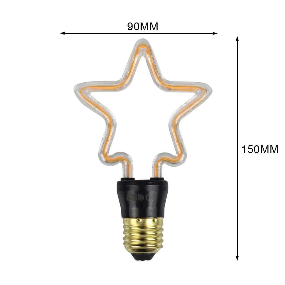 明星形状 4w e27 柔性软灯丝 led 灯泡为婚礼装饰灯