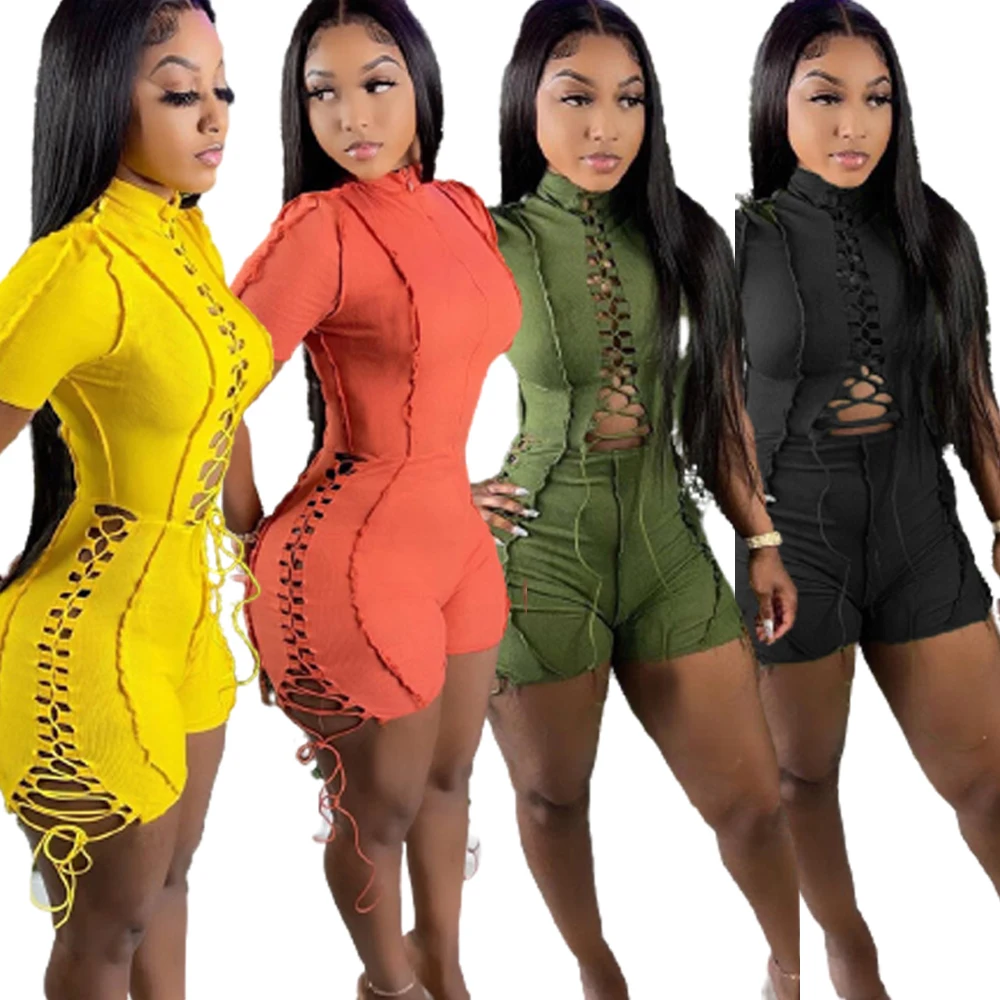 Sexy Jumpsuit Biker Shorts Eyelet Ribbed Zip Up Jumpsuit Women Warm Rompers Lace Up Side Rompers and Jumpsuit Modest Rompers
Sexy Jumpsuit Biker Shorts Eyelet Ribbed Zip Up Jumpsuit Women Warm Rompers Lace Up Side Rompers and Jumpsuit Modest Rompers