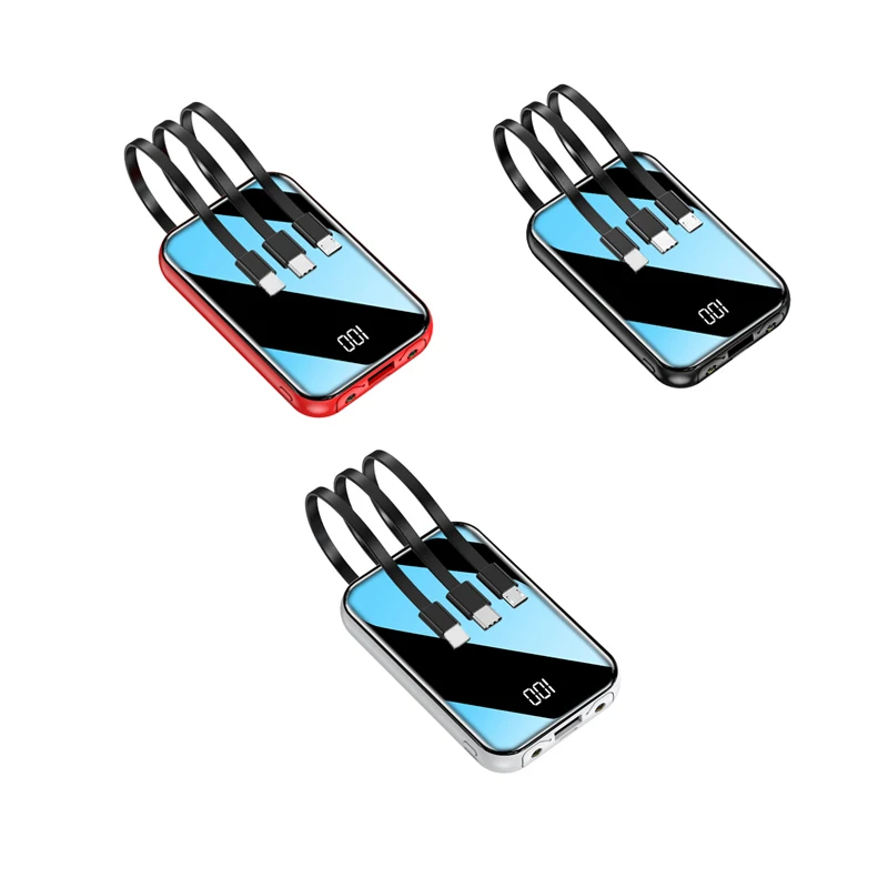 Built in Type C Cable for Phones Slim Mirror Power Banks High Quality Portable 10000mah Power Bank For Mobile Phones with LCD, Red/white/black
Built in Type C Cable for Phones Slim Mirror Power Banks High Quality Portable 10000mah Power Bank For Mobile Phones with LCD, Red/white/black