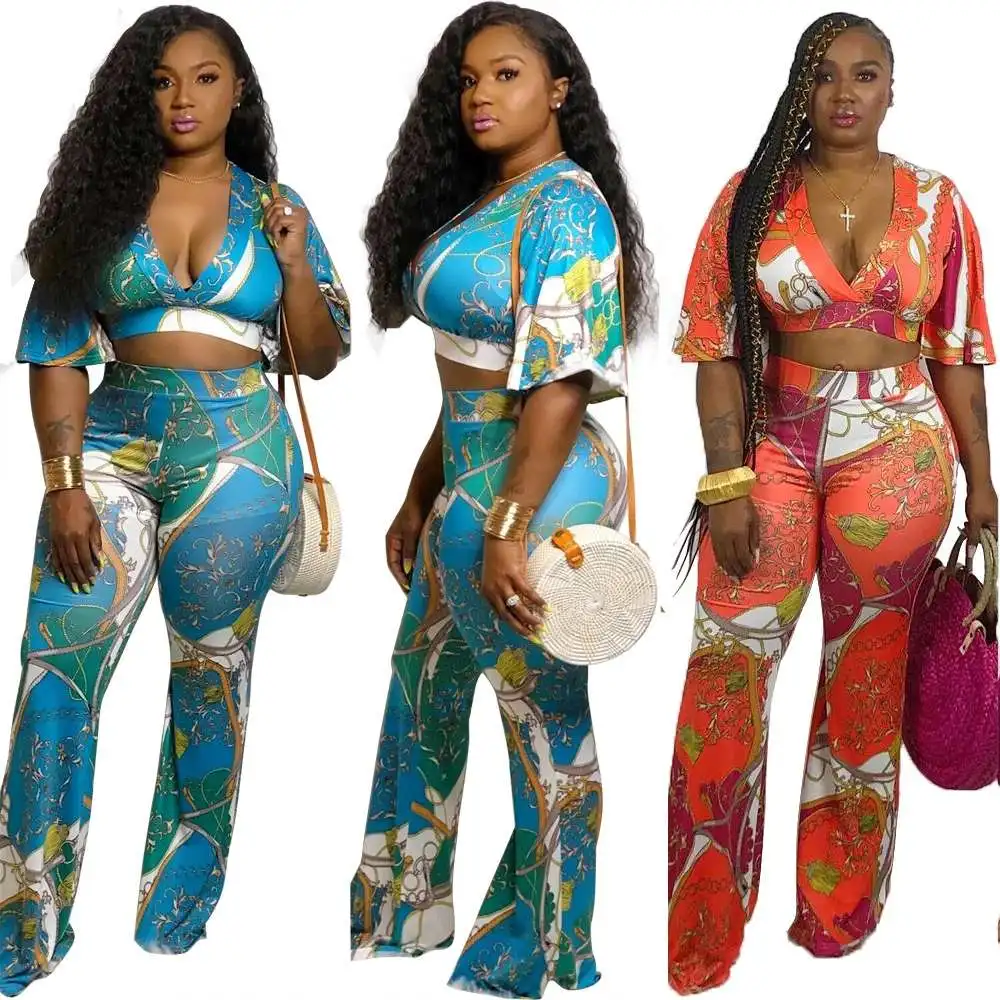 YYL6043 Women African fashion V neck stripe printed top trousers two pieces 1 set casual set
YYL6043 Women African fashion V neck stripe printed top trousers two pieces 1 set casual set