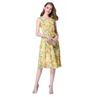 Classy fancy Floral Pleated Sleeveless Streetwear style dresses women for sexy party