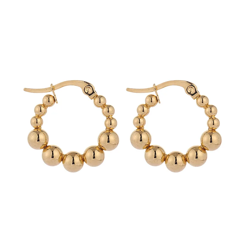 ES1071New Arrival Stainless steel women earring gold small ball earring hoop for ladies
ES1071New Arrival Stainless steel women earring gold small ball earring hoop for ladies