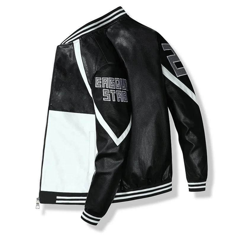 High quality custom logo autumn mens american fashion long sleeve PU college lightweight bomber jacket
High quality custom logo autumn mens american fashion long sleeve PU college lightweight bomber jacket