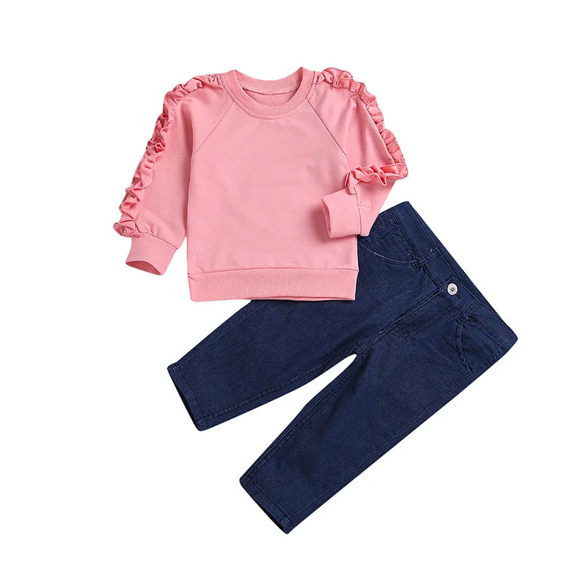 Fashion Kids Baby Girl Clothes Pink Ruffle Tops Shirt Denim Pants Autumn Winter Warm Outfit 2Pcs Set
Fashion Kids Baby Girl Clothes Pink Ruffle Tops Shirt Denim Pants Autumn Winter Warm Outfit 2Pcs Set
