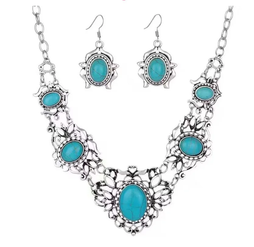 LX2172 High quality vintage jewelry set Turquoise stone necklace and earrings set Turquoise stone Jewelry Set
LX2172 High quality vintage jewelry set Turquoise stone necklace and earrings set Turquoise stone Jewelry Set