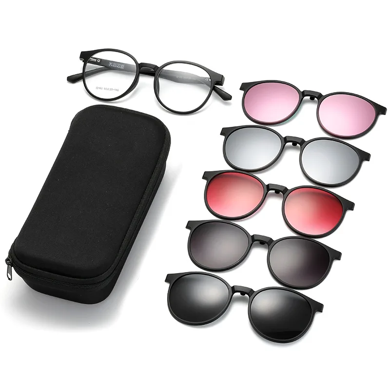 Round Night Vision Driving Custom Polarized Magnetic Clip on Sunglasses