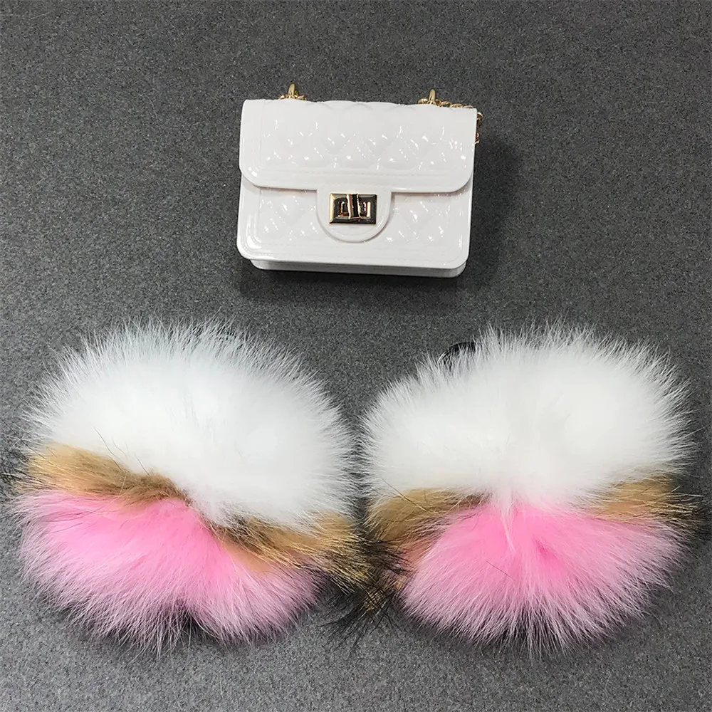 Baby Real Fox Fur Slippers Jelly Bag Sets Summer Girls Sandals Cute Fluffy Kids Slides Soft Furry Slides And Matching Purse, As photos or customized color
Baby Real Fox Fur Slippers Jelly Bag Sets Summer Girls Sandals Cute Fluffy Kids Slides Soft Furry Slides And Matching Purse, As photos or customized color