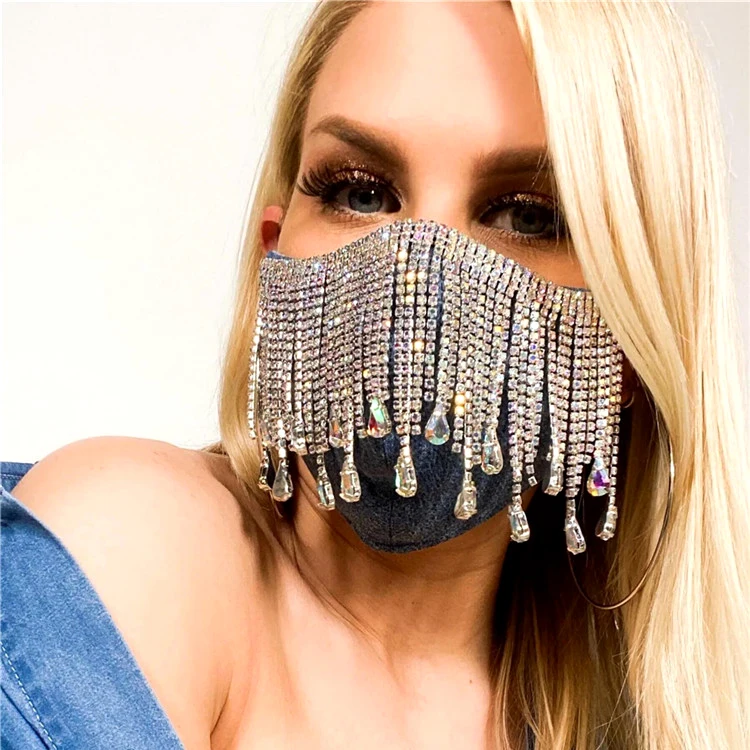 Fashion Women's Flashing Diamond Jewelry Face cover Metal Rhinestone Tassel Face Cover Chain
Fashion Women's Flashing Diamond Jewelry Face cover Metal Rhinestone Tassel Face Cover Chain