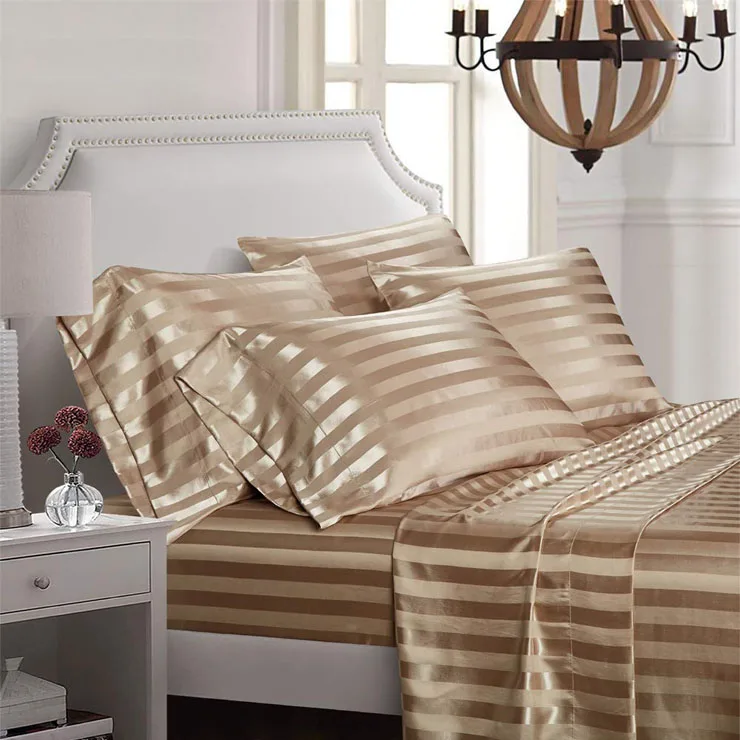 Piece Bed Sheet Set Deep Pocket Luxury Rich Silk Satin Silky Super