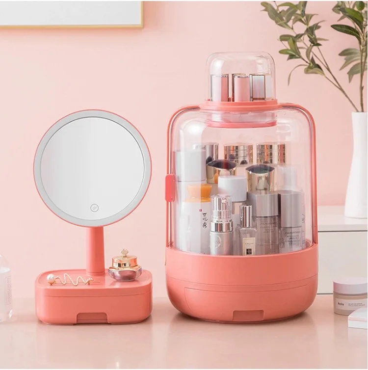 Makeup Storage Box LED Mirror Set Dustproof Portable Led Smart Cosmetic Storage Box 360 Rotating Acrylic Makeup Organizer, Picture
Makeup Storage Box LED Mirror Set Dustproof Portable Led Smart Cosmetic Storage Box 360 Rotating Acrylic Makeup Organizer, Picture