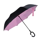 Eco-friendly Rubber Coated Plastic Handle Auto Open Custom Reverse Umbrella