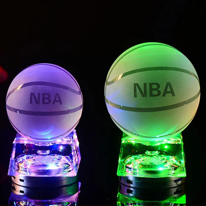 Crystal glass basketball/football LED light with different light
