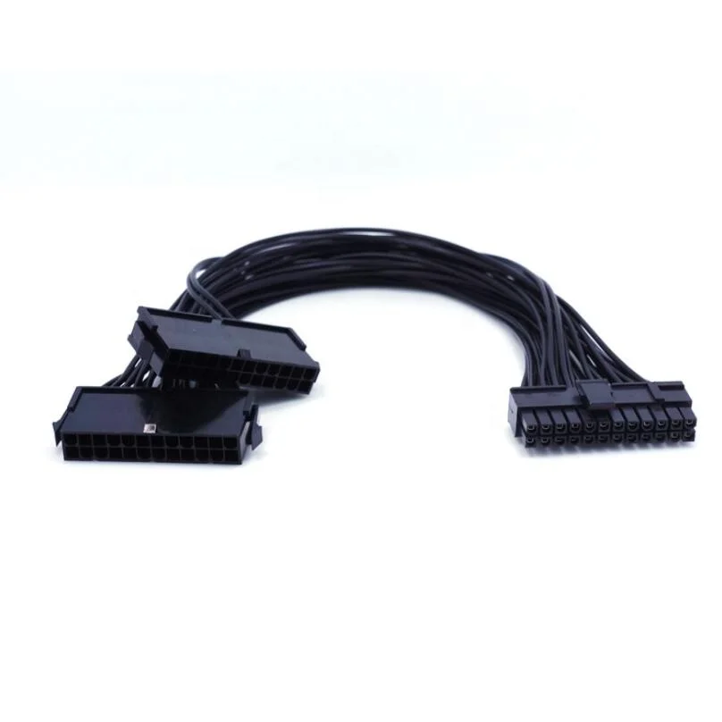 

Promotion Power Supply Splitter PSU Cable Adapter 24 Pin 20+4 Pin ATX 24Pin dual Start Line 18AWG Male to Female Extension Cable, Black