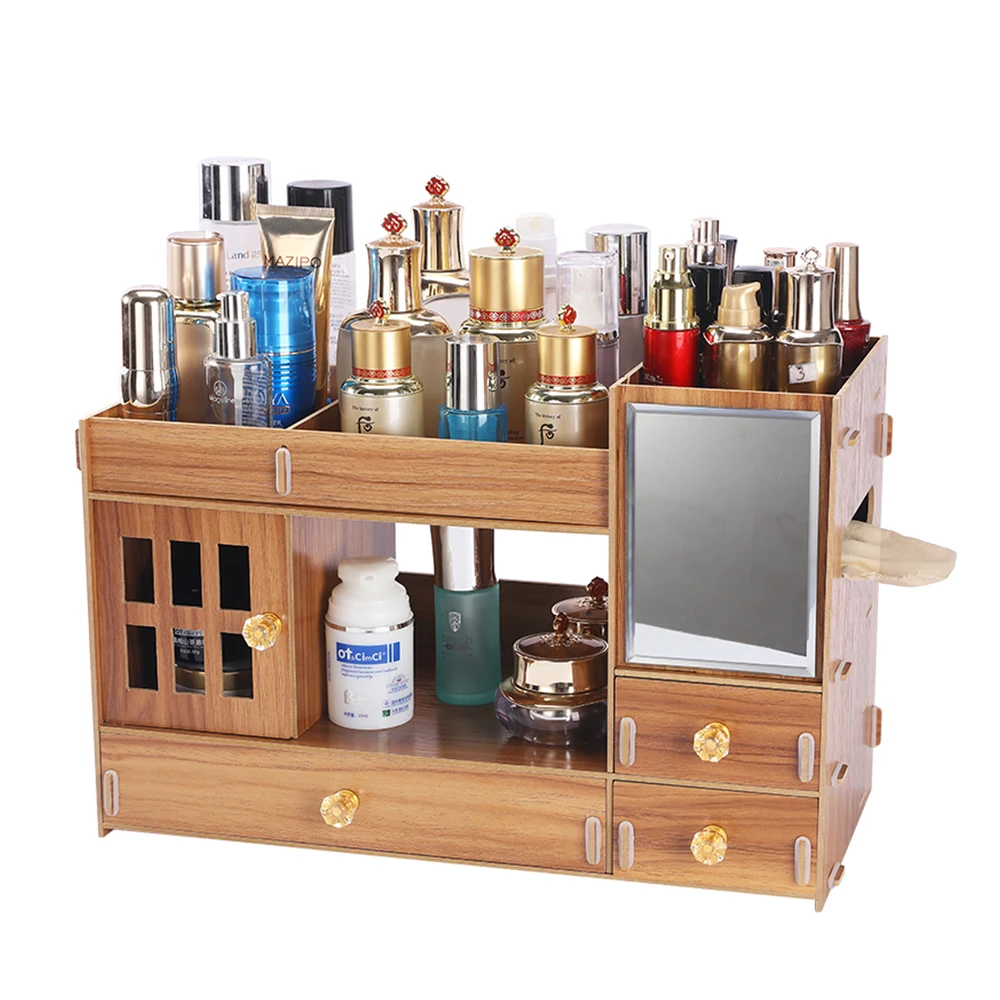 Luxury Wooden Makeup Storage Box Organizer Cosmetic Storage Case Organizer w/ Tissue box, 3 Drawer, HD Mirror, Maple, cherry, black
Luxury Wooden Makeup Storage Box Organizer Cosmetic Storage Case Organizer w/ Tissue box, 3 Drawer, HD Mirror, Maple, cherry, black