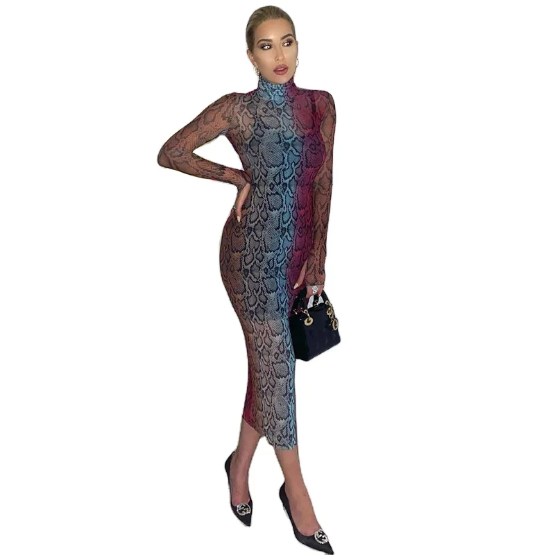 USA Hot Selling Ladies Fashion Printed Long Sleeve Clubbing Turtle Neck Long Maxi Bodycon Sexy Dress, Blue/brown/snake
USA Hot Selling Ladies Fashion Printed Long Sleeve Clubbing Turtle Neck Long Maxi Bodycon Sexy Dress, Blue/brown/snake