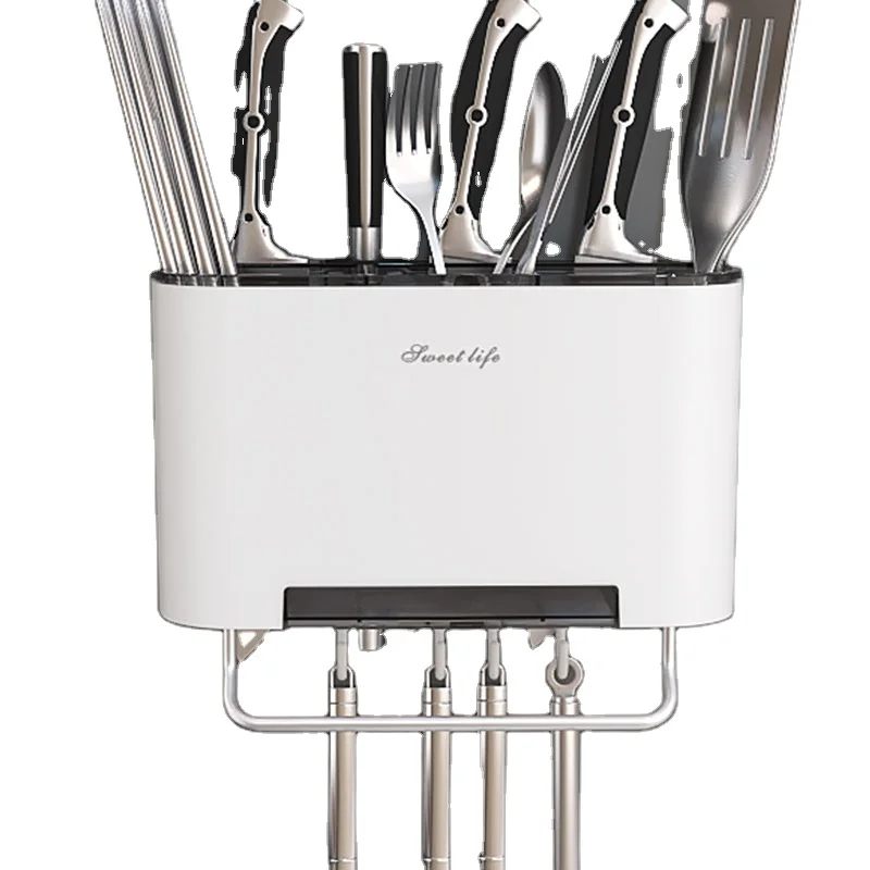 Multi-use Wall Mounted Double Layer Kitchen Utensil Storage Organizer Chopsticks Knife Holder Rack with Hook, 2 colors
Multi-use Wall Mounted Double Layer Kitchen Utensil Storage Organizer Chopsticks Knife Holder Rack with Hook, 2 colors