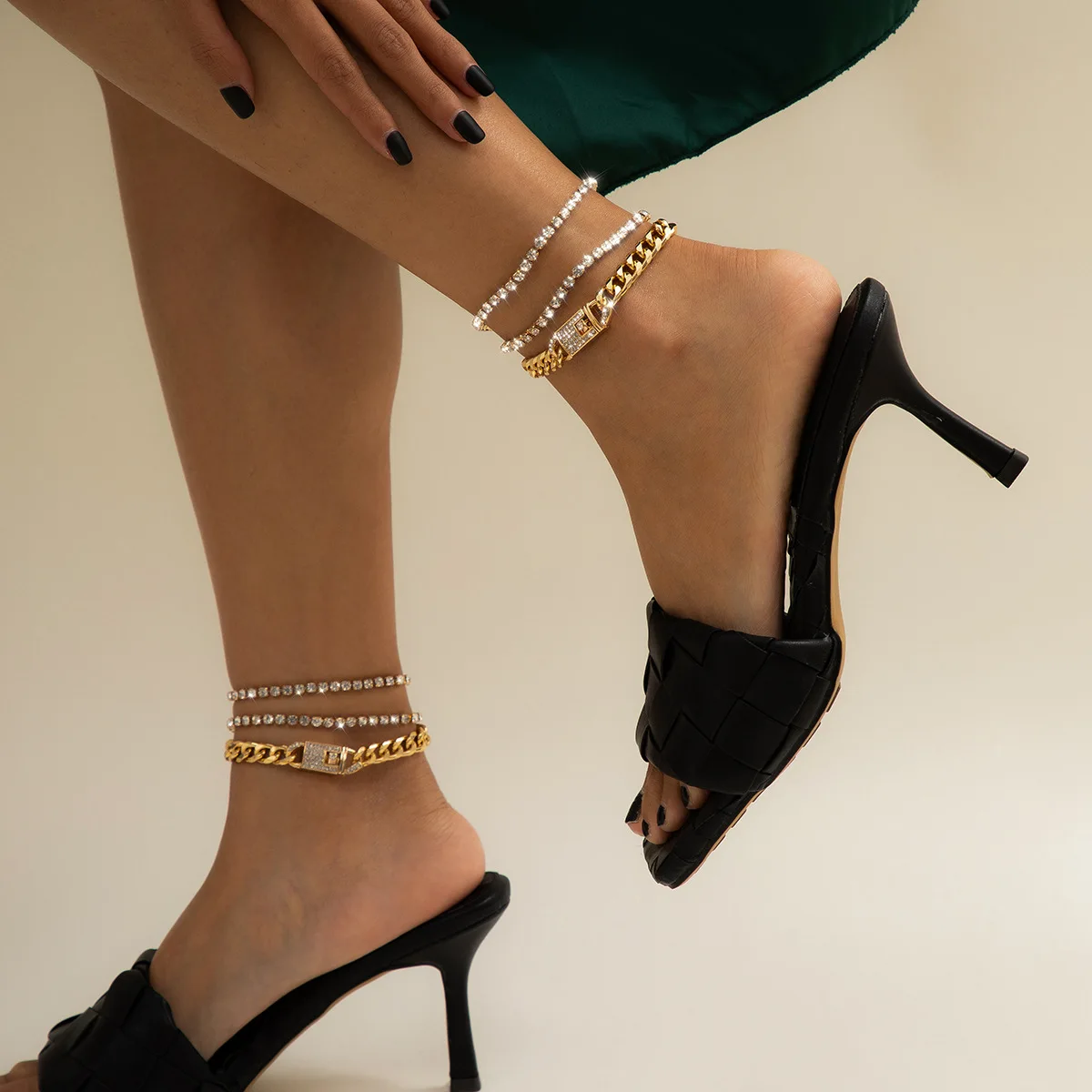 New Arrival Three-layer Gold Plated Boho Link Chain Ankle Bracelet Tennis Chain Full Crystal Adjustable Anklet Set For Women, Silver\gold
New Arrival Three-layer Gold Plated Boho Link Chain Ankle Bracelet Tennis Chain Full Crystal Adjustable Anklet Set For Women, Silver\gold