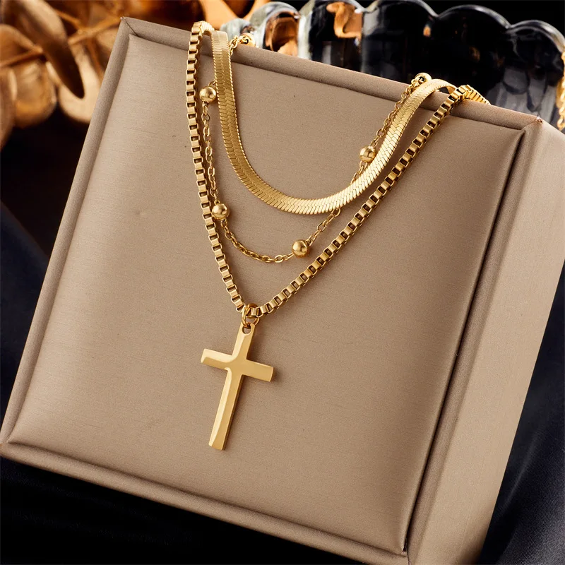 New Arrival 2023 18k Gold Necklace Women High Quality Stainless Steel Multi Layered Cross Pendant Necklace
New Arrival 2023 18k Gold Necklace Women High Quality Stainless Steel Multi Layered Cross Pendant Necklace