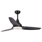 52 inch Indoor modern design Plastic blade Remote control Ceiling fan with LED lights
