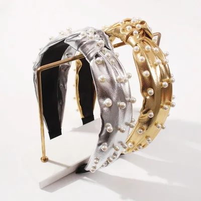 European New Design Hair Accessories Multi Pearl Knot Head Buckle Yellow Laser PU Headbands
European New Design Hair Accessories Multi Pearl Knot Head Buckle Yellow Laser PU Headbands