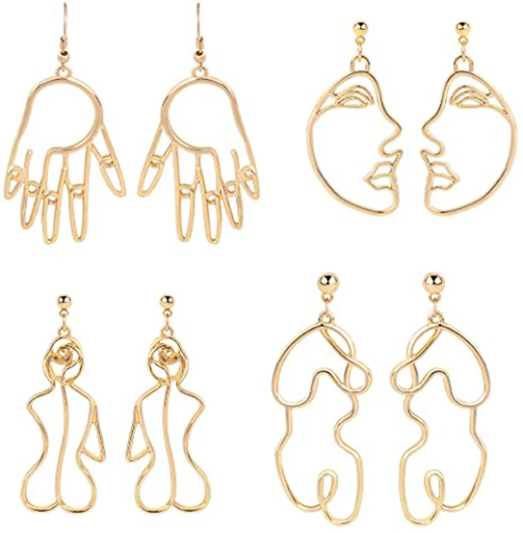 Fashion Abstract Design Earrings Gold Geometric Face Earrings Pendant Earrings, Gold color
Fashion Abstract Design Earrings Gold Geometric Face Earrings Pendant Earrings, Gold color
