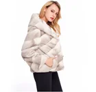 Hot Selling Natural Mink Coat with Fox Collar Genuine Mink Fur Key ring Slim Mink Fur Coat