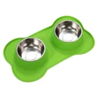 Dog Bowls 2X29.8oz with Non-Spill Silicone Tray Mat Double Stainless Steel Food Water Bowls for Medium Large Dogs Cats