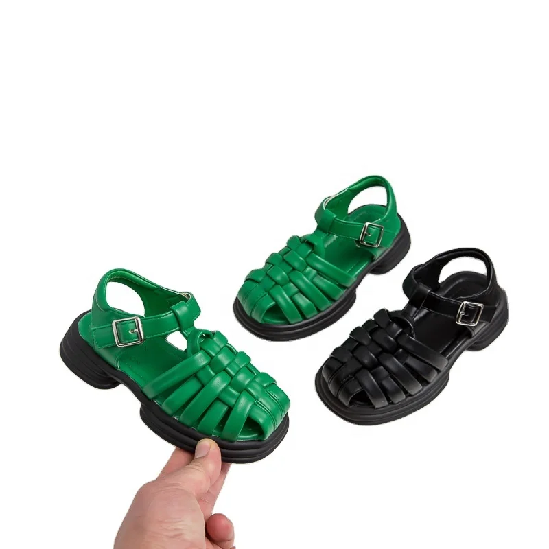 New arrival anti-slip soft rubber out-sole children casuals shoes Roman style summer sandals for kids girls, Green/black/white
New arrival anti-slip soft rubber out-sole children casuals shoes Roman style summer sandals for kids girls, Green/black/white