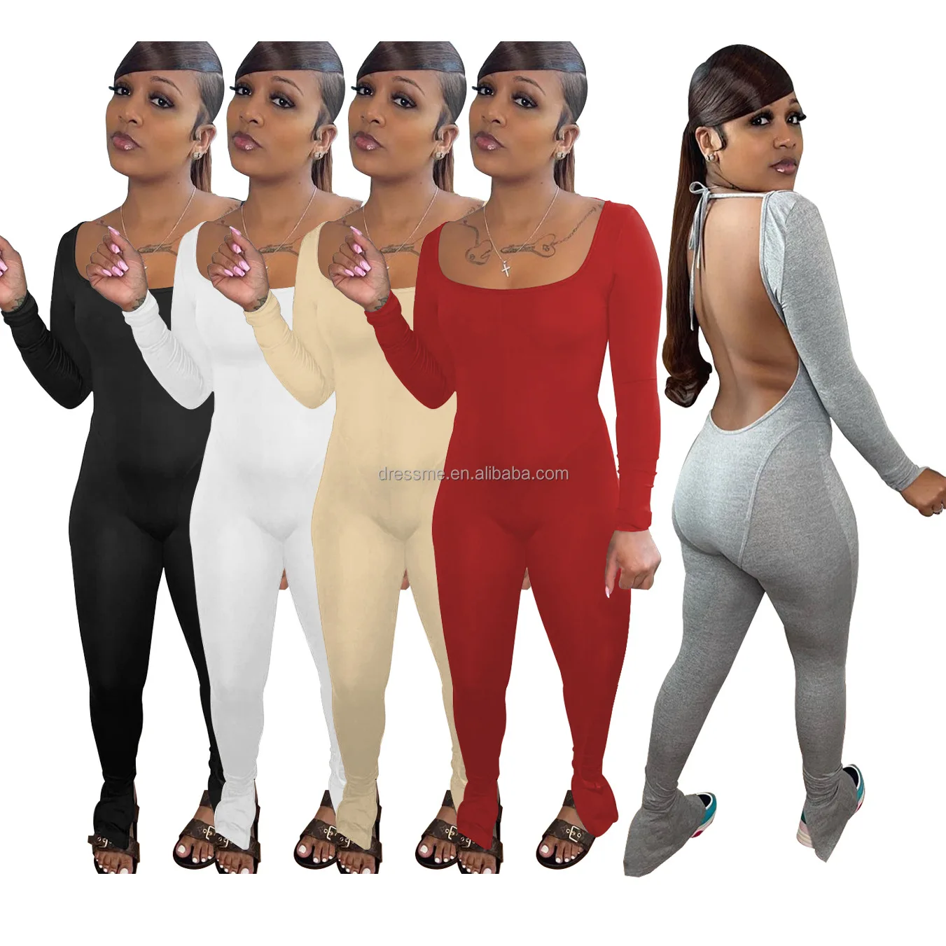 MT36-8239 Casual solid color neck tight-fitting long-sleeved jumpsuit sports training suit 2021 fall backless female jumpsuit
MT36-8239 Casual solid color neck tight-fitting long-sleeved jumpsuit sports training suit 2021 fall backless female jumpsuit
