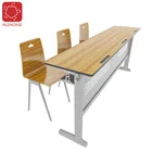 School School HuiHong 3 Seats Nontoxic School Desks And Chairs Classroom Furniture Set For Primary High School