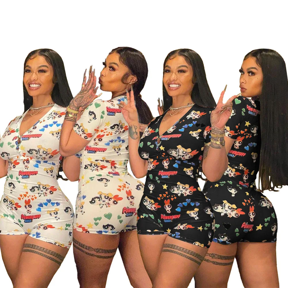 New Style Deep V Cute Sleepwear Powerpuff Girls Printed Cartoon Onesie Short Sexy Women Romper Custom Onesie for Women
New Style Deep V Cute Sleepwear Powerpuff Girls Printed Cartoon Onesie Short Sexy Women Romper Custom Onesie for Women