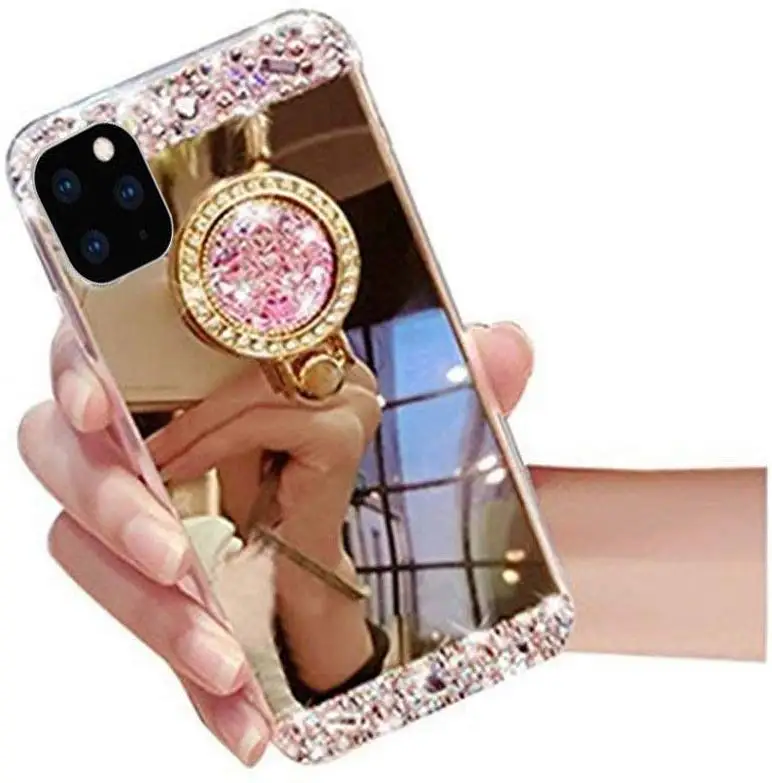 Diamond Mirror Bling Phone Case with Ring Holder for iPhone 11 pro Max,Rhinestone Glitter Case Cover for iPhone 11, Golden, rose gold, silvery
Diamond Mirror Bling Phone Case with Ring Holder for iPhone 11 pro Max,Rhinestone Glitter Case Cover for iPhone 11, Golden, rose gold, silvery