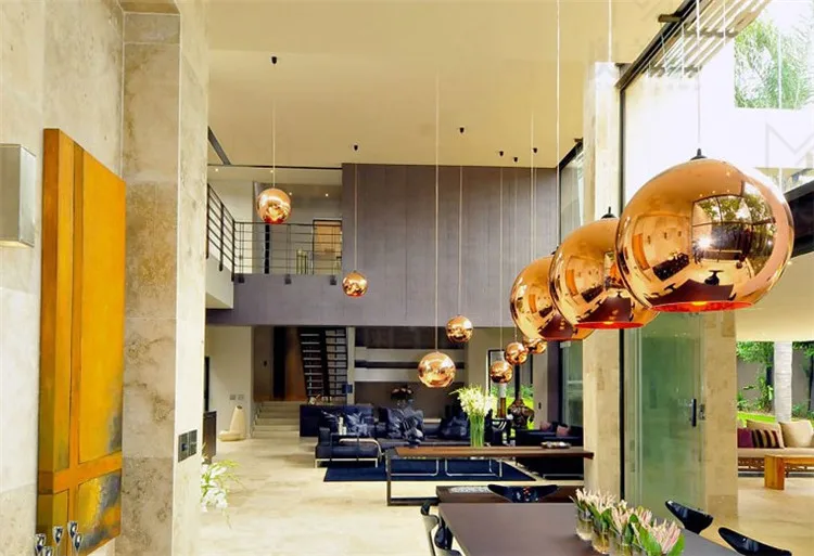 Nordic Modern Creative Round Glass Pendant Lights Individual Space Ball Chandelier Lamp Plating glass Hanging Lamp