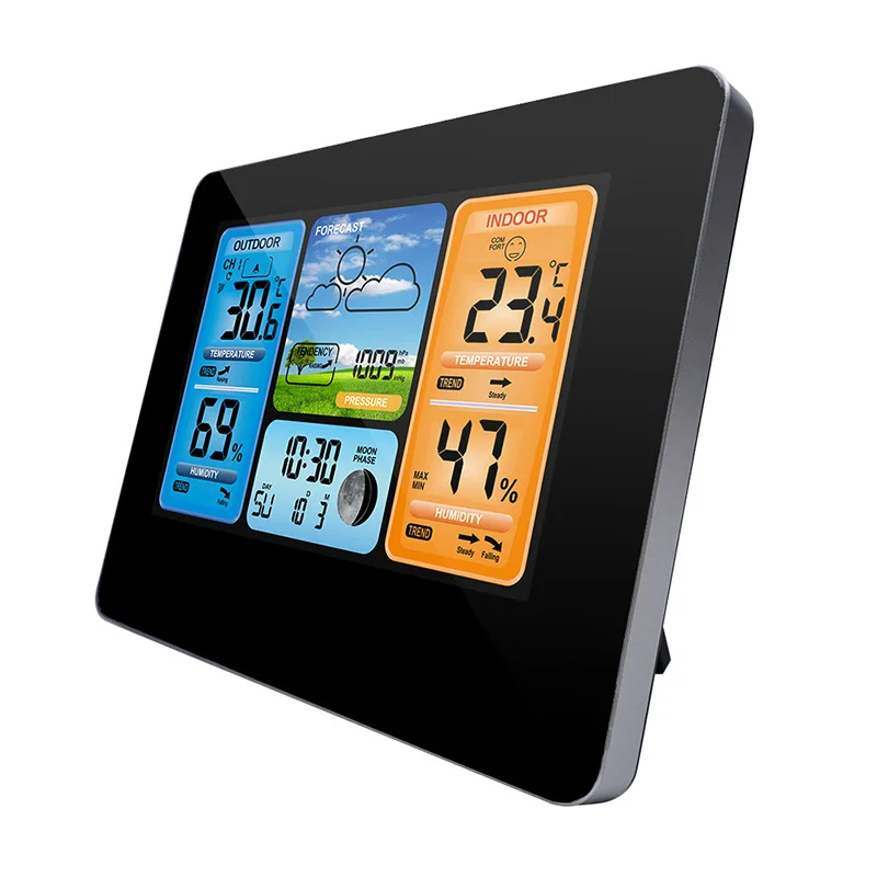 Multifunctional weather station digital thermometer hygrometer wireless sensor thermometer wall mounted alarm clock
Multifunctional weather station digital thermometer hygrometer wireless sensor thermometer wall mounted alarm clock