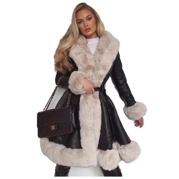 PU Leather Jackets Tie Belt Waist Coats Women Elegant Side Pockets Long Faux Fur Jackets, Customized color
PU Leather Jackets Tie Belt Waist Coats Women Elegant Side Pockets Long Faux Fur Jackets, Customized color