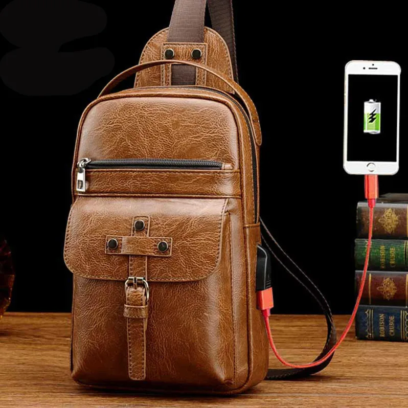 W1058 Cross-border retro chest bag with USB men's casual backpack messenger zipper small bag
W1058 Cross-border retro chest bag with USB men's casual backpack messenger zipper small bag