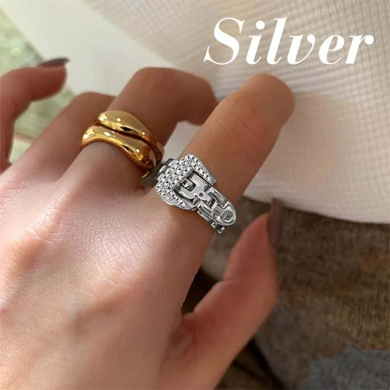 SHOPIFY Hot Sellers Fashionable Adjustable Sterling Silver Masonry Strap Buckle Ring For Woman
SHOPIFY Hot Sellers Fashionable Adjustable Sterling Silver Masonry Strap Buckle Ring For Woman