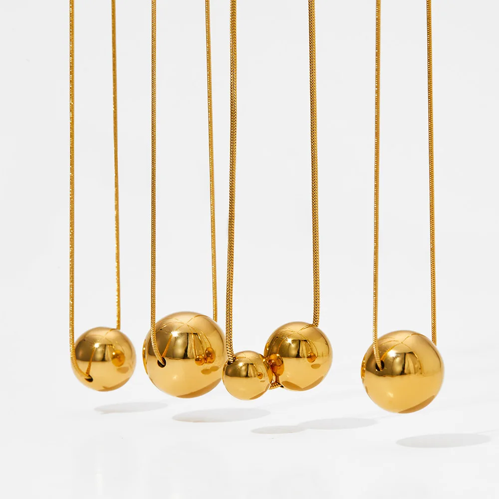 Smooth Sphericity Shape Necklace Jewelry Snake Chain Gold Plated Stainless Steel Ball Pendant Necklace For Women
Smooth Sphericity Shape Necklace Jewelry Snake Chain Gold Plated Stainless Steel Ball Pendant Necklace For Women