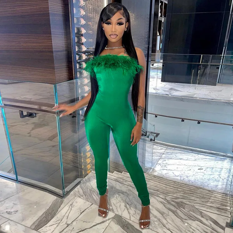 Overalls Jumpsuits Sexy Woman Elegance Feather Birthday Party Club Outfits Women One Piece Long Rompers Womens Jumpsuit
Overalls Jumpsuits Sexy Woman Elegance Feather Birthday Party Club Outfits Women One Piece Long Rompers Womens Jumpsuit