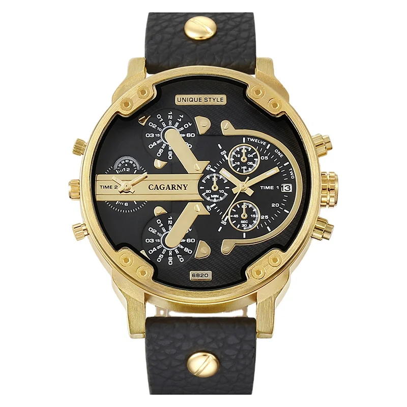 

Trend 2018 Montre Homme Sport Men Leather Strap Calendar Clock Military Double Time Quartz Luxury Brand CAGARNY Men Wrist Watch