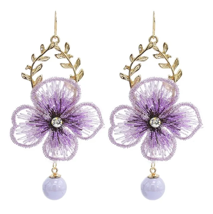 Korea Fashion Gold plated alloy Lace flower Leaf beaded drop earrings Jewelry for Women Girls, Pink,purple ,blue
Korea Fashion Gold plated alloy Lace flower Leaf beaded drop earrings Jewelry for Women Girls, Pink,purple ,blue