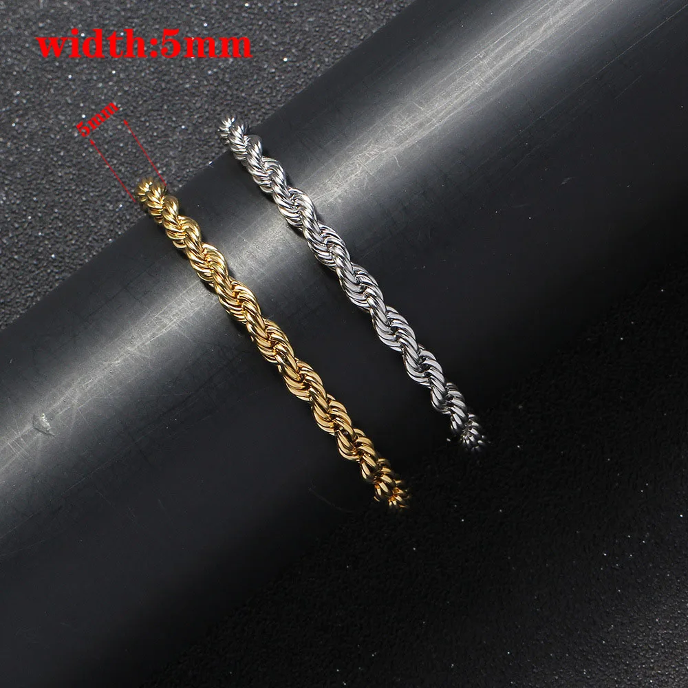 5mm Stainless Steel Rope 18K Gold Plated Bracelets Bangles Gold Bracelet For Women Hip Hop Stainless Steel Jewelry Accessorie, Gold color
5mm Stainless Steel Rope 18K Gold Plated Bracelets Bangles Gold Bracelet For Women Hip Hop Stainless Steel Jewelry Accessorie, Gold color