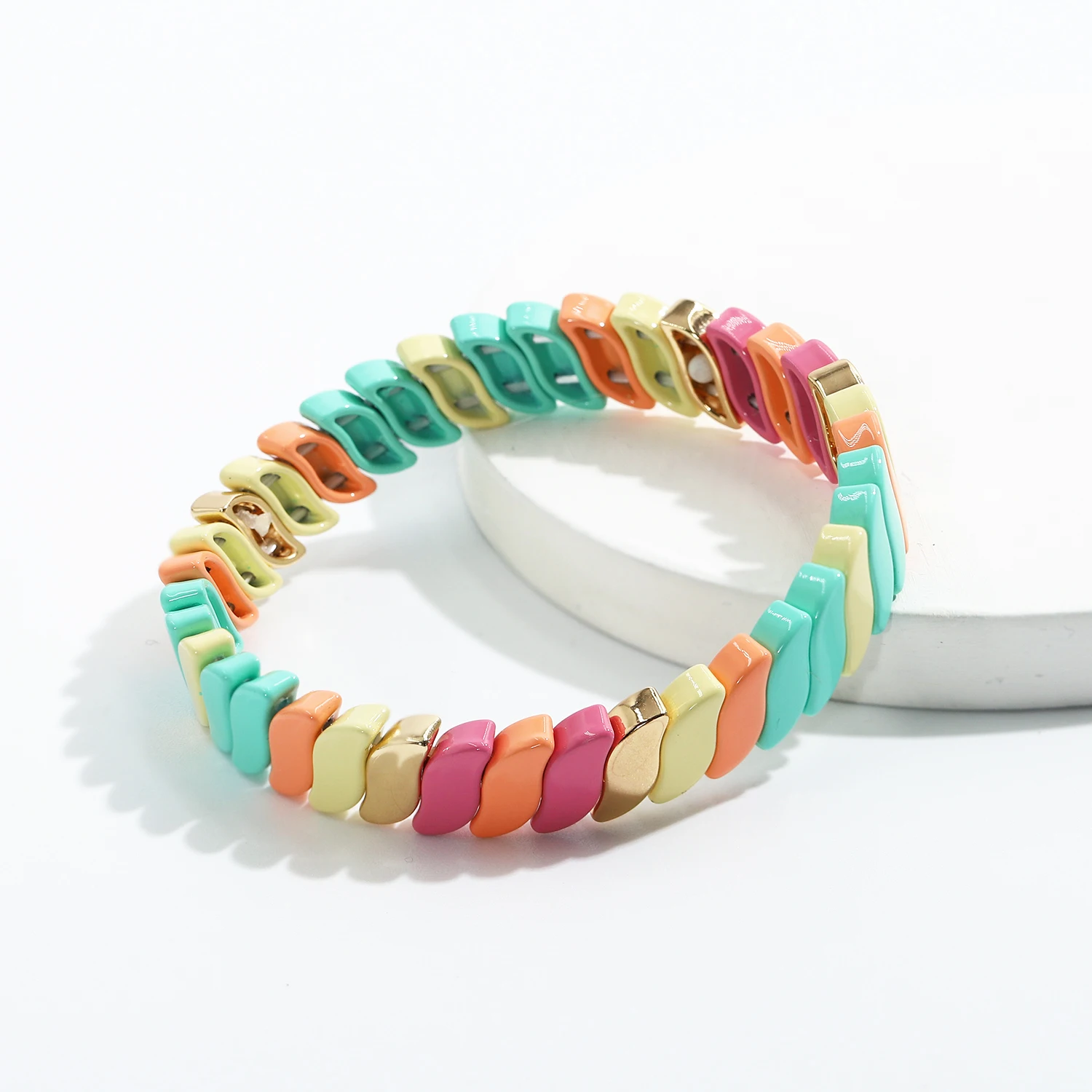 Barlaycs 2021 New Arrival Summer Women Rainbow Enamel Tile Beads Elasticity Stretch Bracelets Bangles Copper Designer Charms
Barlaycs 2021 New Arrival Summer Women Rainbow Enamel Tile Beads Elasticity Stretch Bracelets Bangles Copper Designer Charms