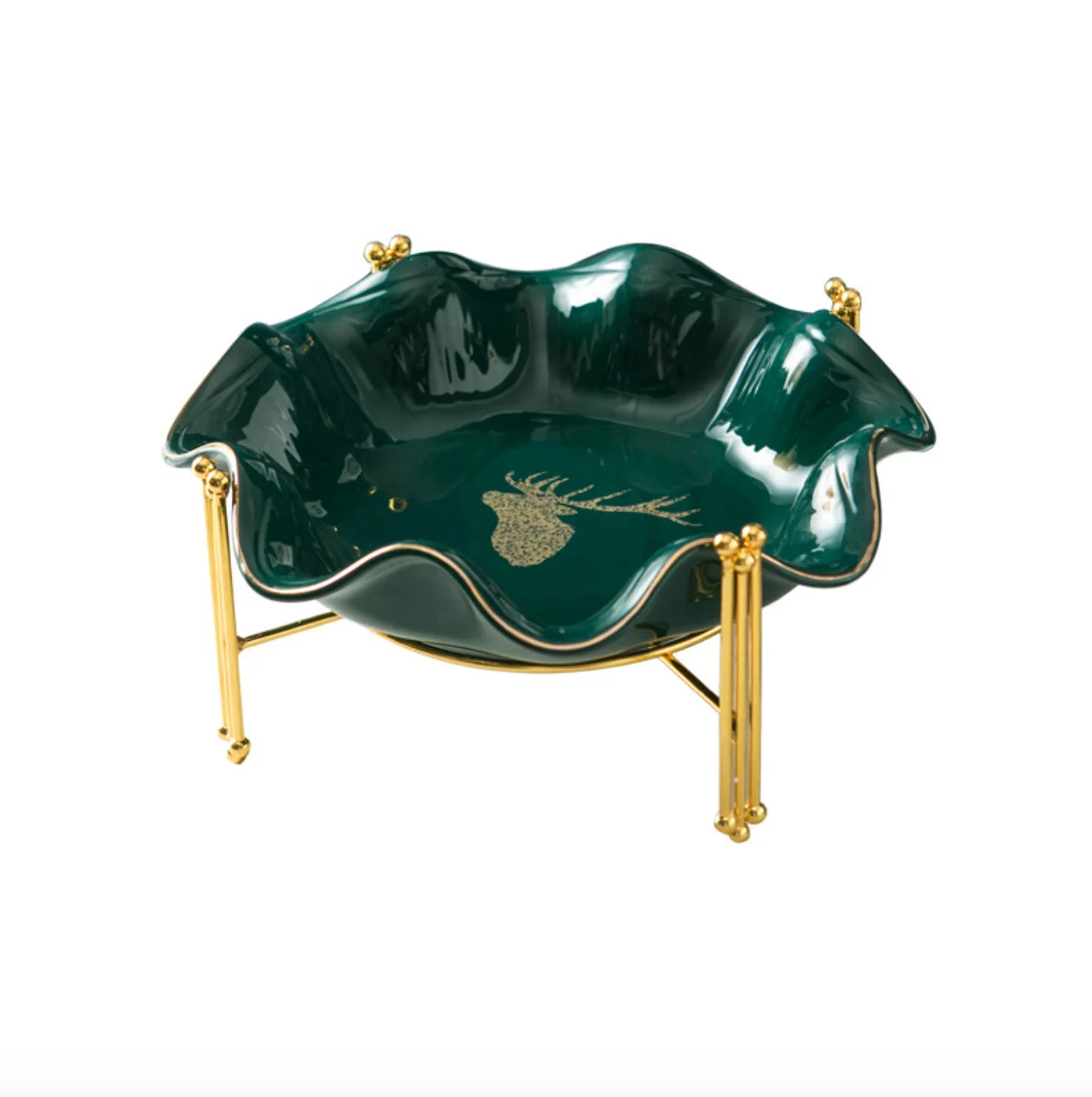 Nordic metal frame ceramic household fruit plate decoration living room coffee table snack plate, Green
Nordic metal frame ceramic household fruit plate decoration living room coffee table snack plate, Green