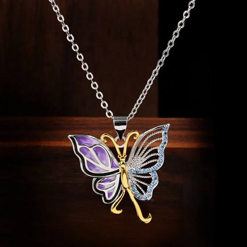 New Unique Two-color Hollow Oil Painting Butterfly Ladies Asymmetric necklace Wedding Bride Jewelry Birthday Gift
New Unique Two-color Hollow Oil Painting Butterfly Ladies Asymmetric necklace Wedding Bride Jewelry Birthday Gift